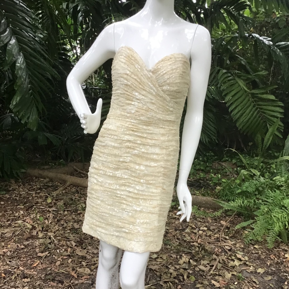 Vintage Vicky Tiel strapless lace Dress